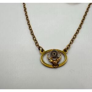 Vintage solid 10kt gold chain & Elk Lodge pendant on rolled plate tie bar clip